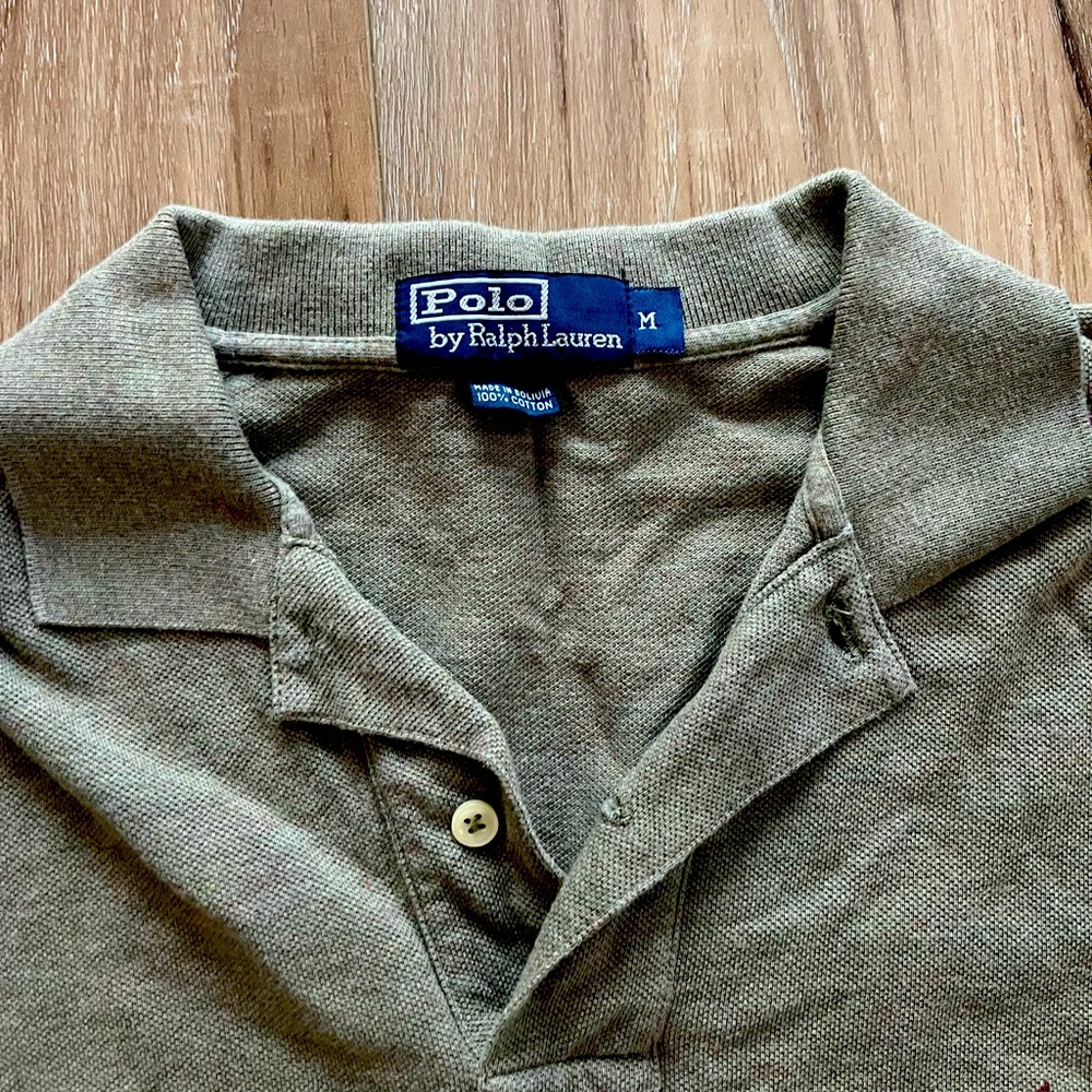 Long sleeve olive green color POLO shirt